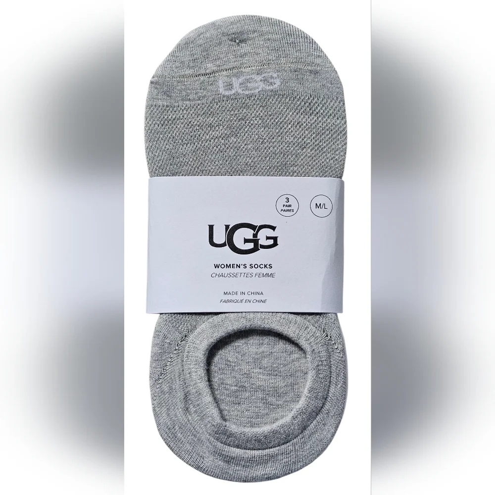 UGG Women's Stela No Show 3 Pack M/L- Black, White, Gray, New